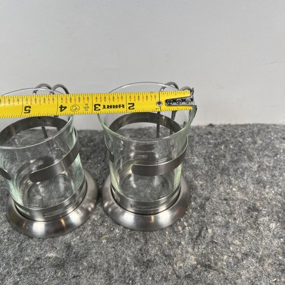 French Press Coffee Cup Set of 2 Glass Stainless Steel VTG Unmarked Pyrex - Picture 10 of 11